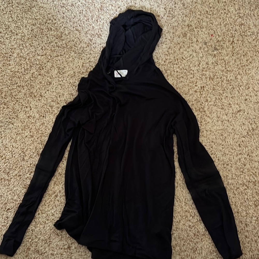 Glitz Adult Medium thin soft black hooded long sleeve